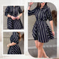 Women’s Long Shirt with Asymmetrical Wrap Overlay Skirt