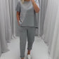 Women’s Solid Short-Sleeve Tops ＆ Pants Two-Piece Set