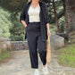 Classic Button Down Shirt & Drawstring Pants Set
