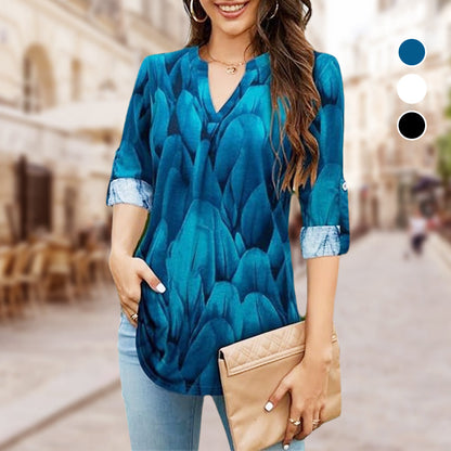 Women's Printed V-Neck Tunic Top