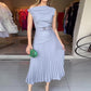 Women’s Off-Shoulder Pleated Dress with Belt