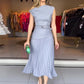 Women’s Off-Shoulder Pleated Dress with Belt