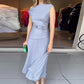 Women’s Off-Shoulder Pleated Dress with Belt
