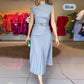 Women’s Off-Shoulder Pleated Dress with Belt