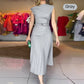 Women’s Off-Shoulder Pleated Dress with Belt