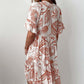 Women's Fashion V-Neck Short Sleeve Floral Print Dresses