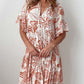 Women's Fashion V-Neck Short Sleeve Floral Print Dresses