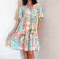 Women's Fashion V-Neck Short Sleeve Floral Print Dresses