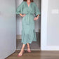 Women’s Elegant Waist Tie Side Slit V-Neck Dress