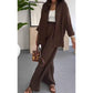 Womens Fashion Solid Color Loose Shirt Casual Wide Leg Pants Two Piece Set