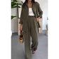 Womens Fashion Solid Color Loose Shirt Casual Wide Leg Pants Two Piece Set