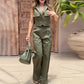 Lapel Vest Elegant High Waist Trousers Two Piece Suit For Women