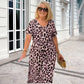 🌸2025 Hot Sale🌸Women's Leopard V-Neck Long Dress with Belt