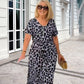 🌸2025 Hot Sale🌸Women's Leopard V-Neck Long Dress with Belt