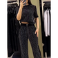 🌸2025 Hot Sale💞Women's Sparkling Rhinestone Striped Knit Two-Piece Set