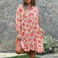 Women's Printed Button Down V-Neck Shirt Dress