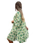 Women's Printed Button Down V-Neck Shirt Dress