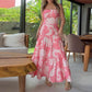 Spaghetti Strap Maxi Pink Flowy Dress