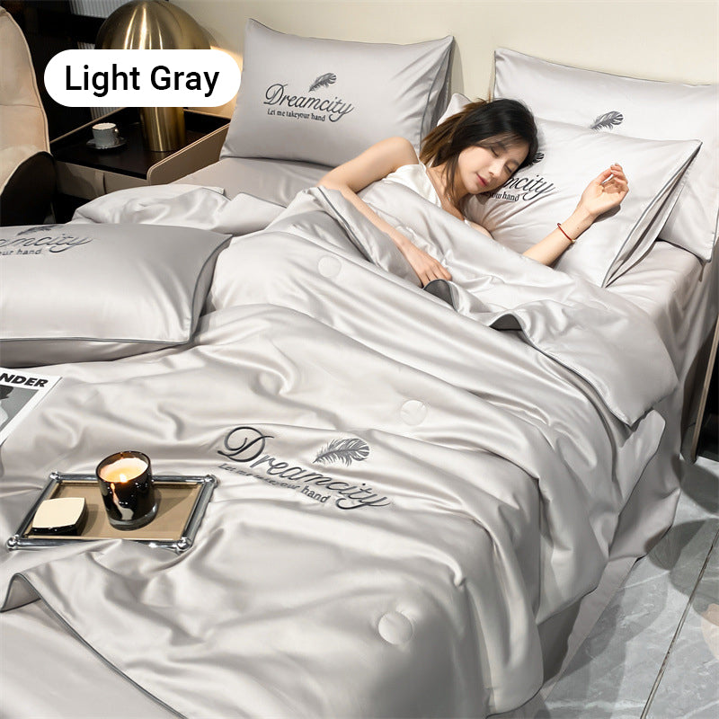 ⏳Limited-Time Offer⌛Summer lightweightice silk bed four-piece set🛏️