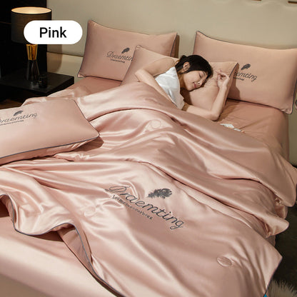 ⏳Limited-Time Offer⌛Summer lightweightice silk bed four-piece set🛏️