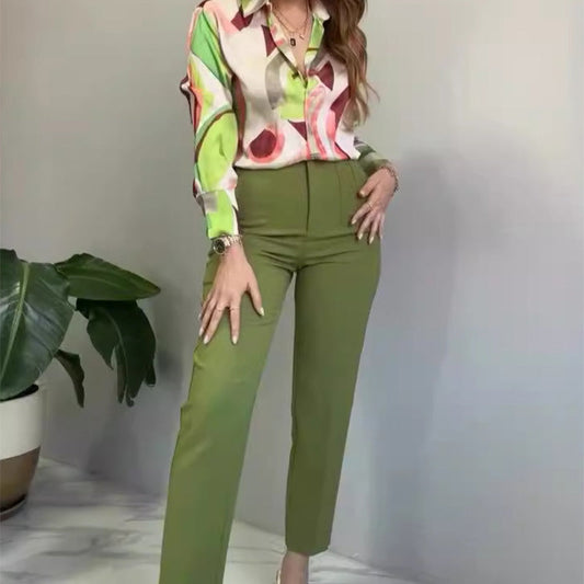 ⏳ Limited time 50% off! 💥Women's Printed Button Shirt & Pants (2-Piece Set)（The more you buy, the higher the discount）