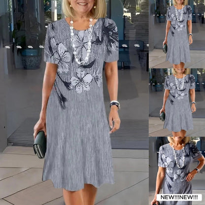 🌈2025 New Products-❤️Women's Casual Printed Round Neck Dress