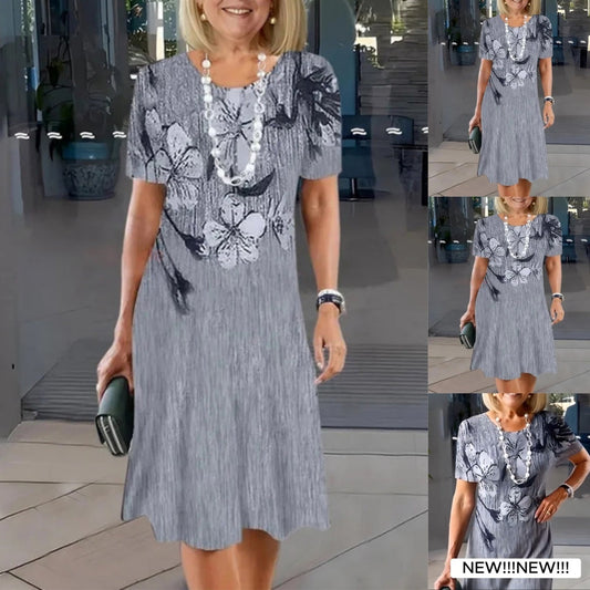 🌈2025 New Products-❤️Women's Casual Printed Round Neck Dress