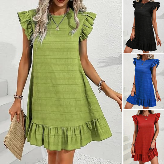 🔥Hot Sale❤️ Women's Ruffle Hem Sleeveless Round Neck Dress