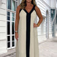 ⏳ Limited time 55% off! 💥Women's V-Neck Sleeveless Color Block Maxi Dress