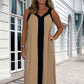 ⏳ Limited time 55% off! 💥Women's V-Neck Sleeveless Color Block Maxi Dress