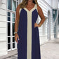 ⏳ Limited time 55% off! 💥Women's V-Neck Sleeveless Color Block Maxi Dress