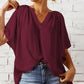 🔥2025 Summer Hot Sale🩷Women's Solid Color Summer Top with Batwing Sleeves and V-Neck