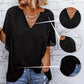 🔥2025 Summer Hot Sale🩷Women's Solid Color Summer Top with Batwing Sleeves and V-Neck