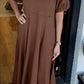 Loose-Fit Short-Sleeve Maxi Dress with Flared Hem