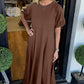 Loose-Fit Short-Sleeve Maxi Dress with Flared Hem