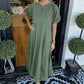 Loose-Fit Short-Sleeve Maxi Dress with Flared Hem