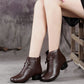 Women's Side Zipper Mid Chunky Heel Ankle Boots