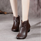 Women's Side Zipper Mid Chunky Heel Ankle Boots