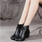 Women's Side Zipper Mid Chunky Heel Ankle Boots