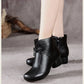 Women's Side Zipper Mid Chunky Heel Ankle Boots