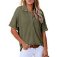 🌈New Product- Women's Lapel Loose Short Sleeve Top🩷