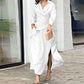 💖Limited Sale 50% OFF💖Women's Long Sleeve Ruched Asymmetrical Split Midi Dress