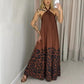 Women's Printed Halter Neck Maxi Dress