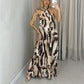 Women's Printed Halter Neck Maxi Dress