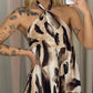 Women's Printed Halter Neck Maxi Dress