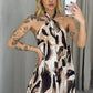 Women's Printed Halter Neck Maxi Dress
