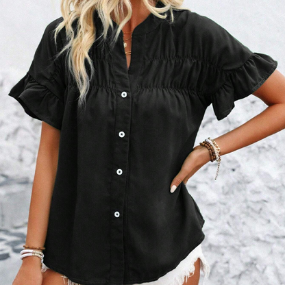🌈2025 Summer New Products-🩷Women's Casual Ruffle Short Sleeve Top