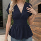 🔥2025 Summer New-🩷Women's V-neck Waist-slimming Solid Color Plunging Sleeve Skirt Pleated T-Shirt
