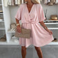 🔥2025 Summer Sale💥V-Neck Solid Asymmetrical Hem Dress