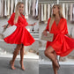 🔥2025 Summer Sale💥V-Neck Solid Asymmetrical Hem Dress